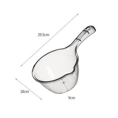 Household Kitchen Unbreakable Water Scoop, Deep Thickened Long Handle Plastic Large Transparent