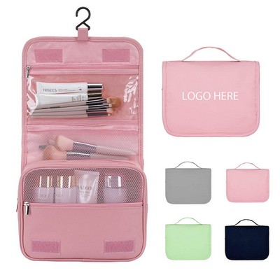 600D PU Leather Waterproof Hanging Toiletry Bag