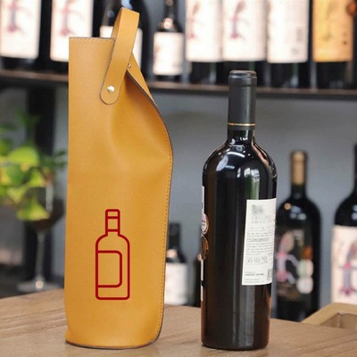 PU Leather Single Tote Bag Wine Bottle Carrier
