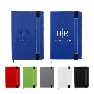 Leatherette Notebook Journal – Custom Debossed or Printed Logo Notebook 5 ¾" x 8 ½" Smooth Cover