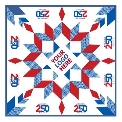 America 250 Bandanna Collection (11) Unique Designs 22"x22" 100% White or Natural Cotton USA Made