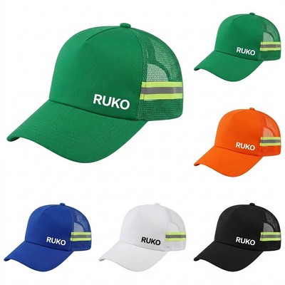 High-Visibility Reflective Safety Mesh Cap with Fluorescent Colors