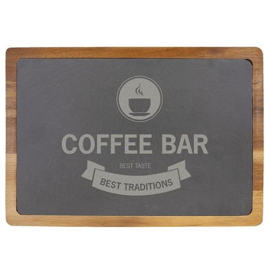 Acacia Wood/Slate Cutting Board, 13 3/4 x 9 3/4"