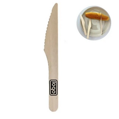 50PCS 6.5" Disposable Natural Birchwood Wooden Knives