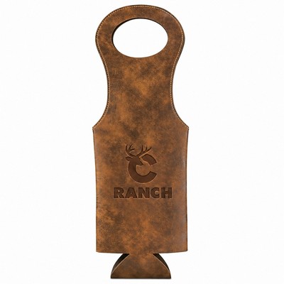 Insulated PU Leather Wine Bottle Cooler Sleeve with Handle – Custom Laser Engraved Wine Tote