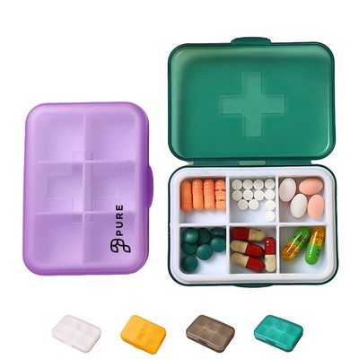 Six Compartment Pill Organizer with Flip Top Lid