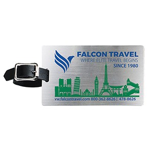 "Kingcobra" Brushed Aluminum Kwik-Seal® Backing Luggage Bag Tag