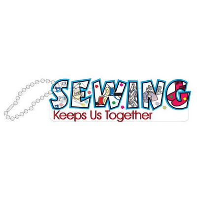 Sewing Slogan Promotional Line Key Chain w/ Black Back (8 Square Inch)