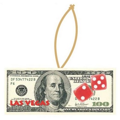 Las Vegas Dice $100 Bill Ornament w/ Black Back (4 Square Inch)