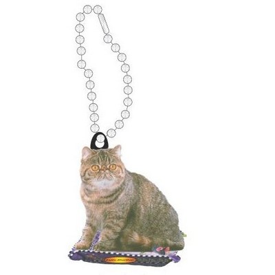 Exotic Shorthair Cat Promotional Key Chain w/ Black Back (4 Square Inch)