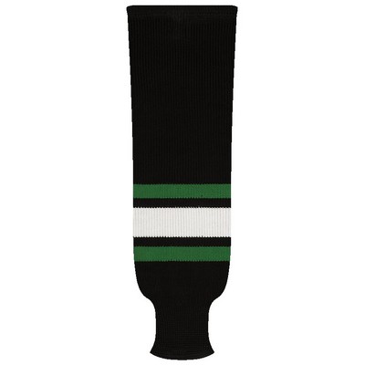 Dallas Pro Series Black Away Socks w/Green & White Stripes