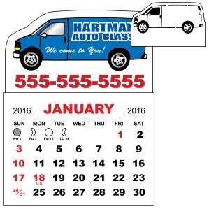 1-Month Magnet Mini Calendar Pad w/Van Shape