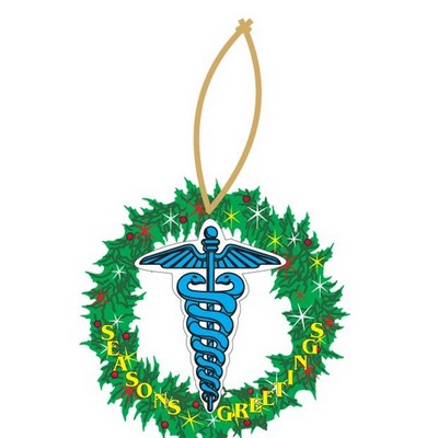 Caduceus Promotional Wreath Ornament w/ Black Back (3 Square Inch)