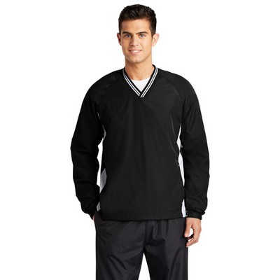 Sport-Tek® Tipped V-Neck Raglan Wind Shirt.