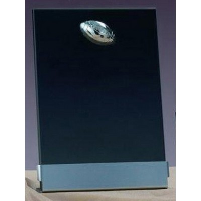 Silver Football Smoked Glass Plaque (5"x7.5")