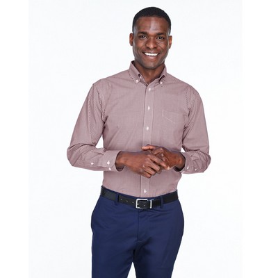 Devon and Jones® Men's Crown Collection® Gingham Check Long Sleeve Woven Dress Shirt