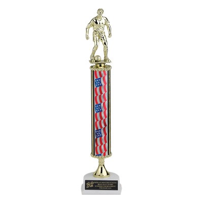 14 ½" Single Column Stars & Stripes Trophy - Takes Figure