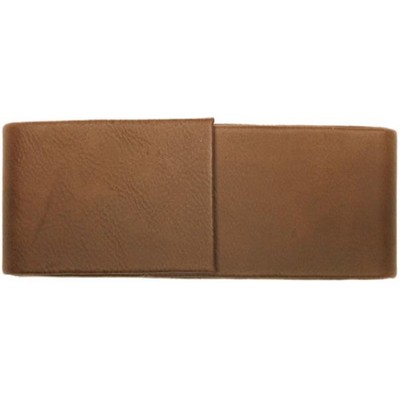 Pen Case - Double - Dark Brown, Leatherette - 6-1/2" x 2"