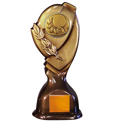 Stock Classic 10" Trophy with 2" Table Tennis Coin and Engraving Plate