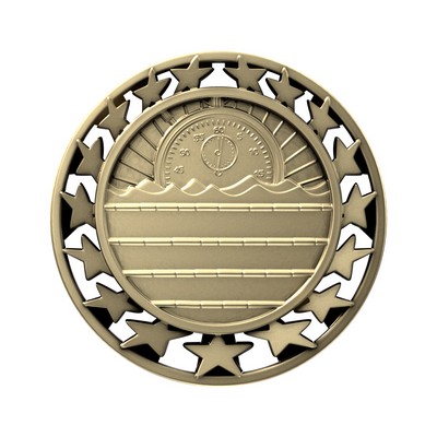 Antique Swimming Star Medal (2-1/2")
