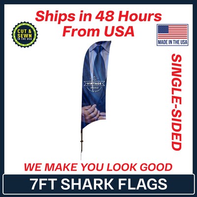 7' Shark Flag - Single Sided /w Spike Base - Made in the USA