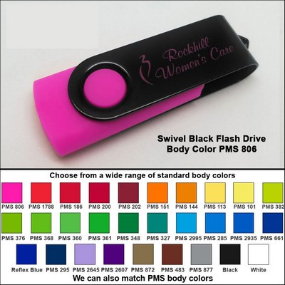 Swivel Black Flash Drive - 1 GB Memory - Body PMS 806