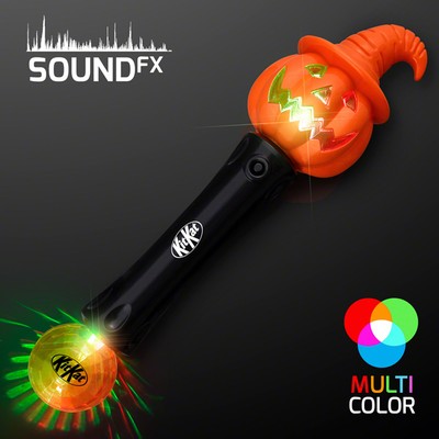 LED Witchy Pumpkin Wand with Sound & Lights - PRINTED
