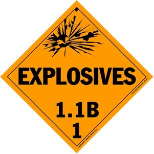 Explosives Class 1.1B Removable Vinyl Placard - 10.75" x 10.75"
