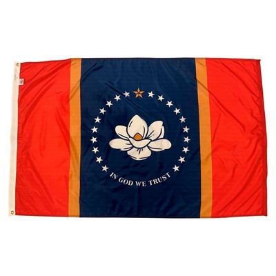 Mississippi Indoor Parade Flag w/Pole Hem And Fringe (4'x6')