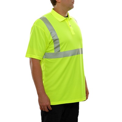 Reflective Apparel™ Birdseye® Polo Shirt w/Comfort Trim & No Pocket Fluorescent Yellow-Green
