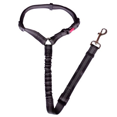 Elastic Vehicle Safety Rope Dog Buffer Car Seat Belt Leash With Neck Strap
