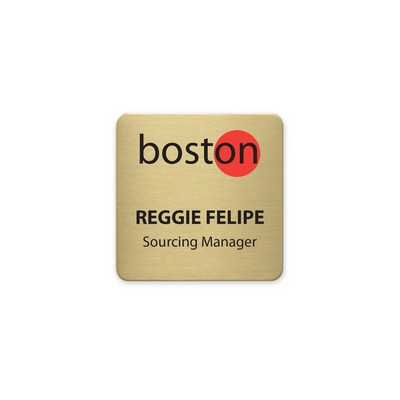 Printed Square Metal Name Badge PIN Fastener - Square (SQ) 1.62" x 1.62"