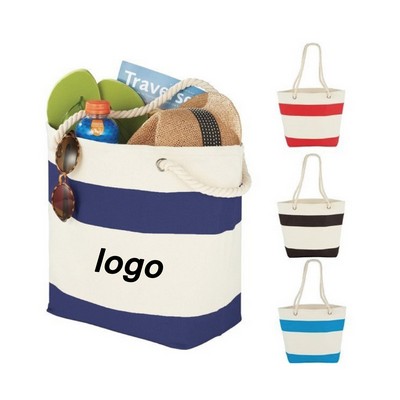 Canvas Striped Tote Bag