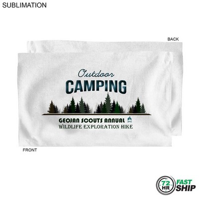 72 Hr Fast Ship - Microfiber Dri-lite Terry Sports, Hand, Gym White Towel, Sublimated (15"x25")