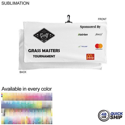 48 Hr Quick Ship - Oversized Golf Towel in Microfiber Terry, w/Black Hook, Sublimated (22"x44")