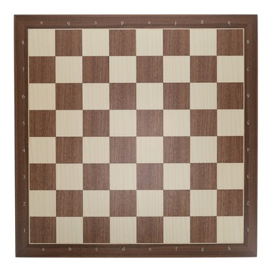 Walnut and Sycamore Wooden Chess Board with Algebraic Notation - 21.25"
