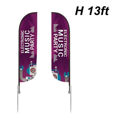 13' Feather Flag Knit Double Sided W/ Spike Base