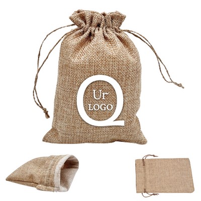 3.54 x 4.72" Small Jute Drawstring Pouch