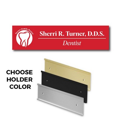 Red Name Plate And Aluminum Wall Holder-Crimson Red Plastic Etches To White - 2X8