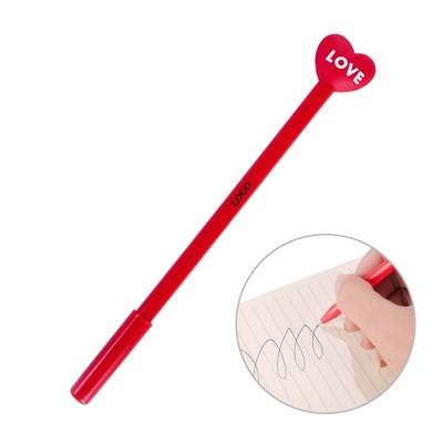 Plastic Ballpoint Pen with Heart Accessory
