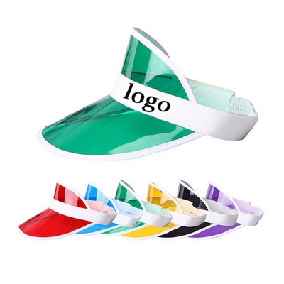 Unisex Clear PVC Plastic Sun Visors Hats UV Protection Cap
