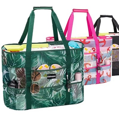 Sandproof Mesh Tote Bag for Beach Essentials and Outdoor Use