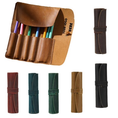 Leather Roll Pencil Case Pencil Holders