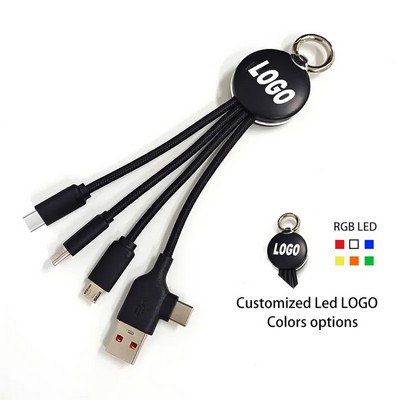 Keychain Shaped 5" 1 Glowing LED Logo USB Cable