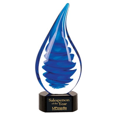 Blue Twist Raindrop Art Glass