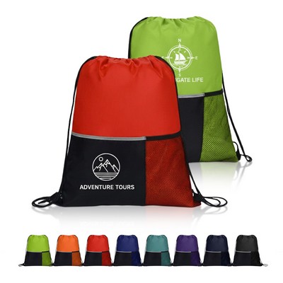 Dual Pocket Drawstring Backpack