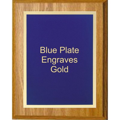 Oak Plaque 8" x 10" - Simplicity Plate Blue/Gold 6" x 8" Plate