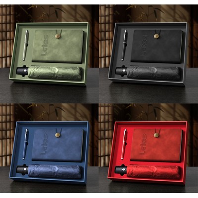 A5 PU Leather-Bound Business Notebook Writing Journal Executive Notebook Meeting Note Gift Set