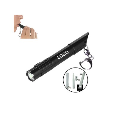 3" 1 Ballpoint Pen Whistle Flashlight Keychain