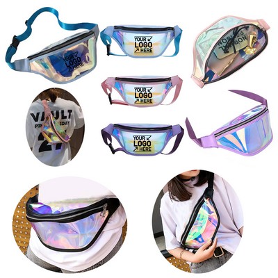 Holographic Waist Bag Iridescent Fanny Pack with Adjustable Strap